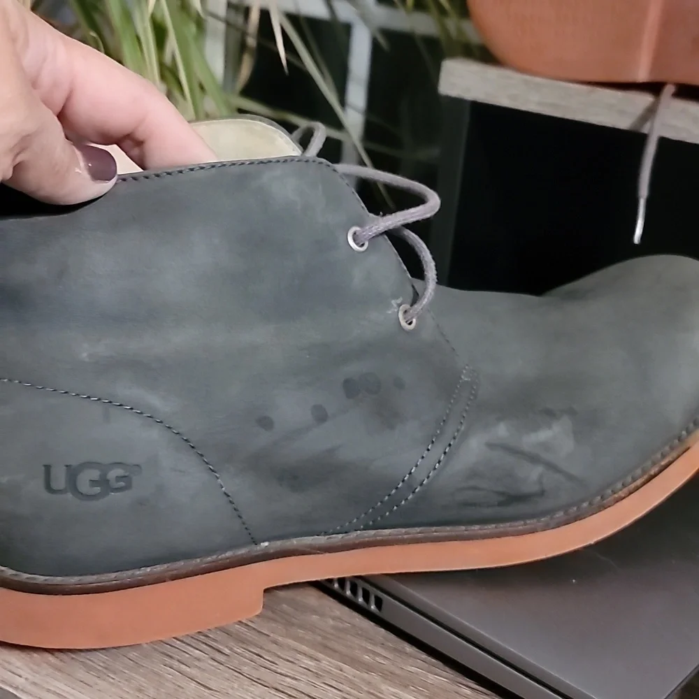 UGG EVA Moss Green Ankle Boot Suede Sheep Skin Leather Shoes